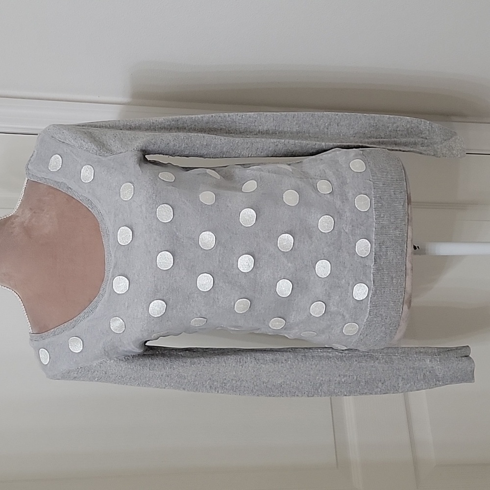 LC Lauren Conrad, Size XS Organza Polkadot Sweater with Back Bow Accent, EUC